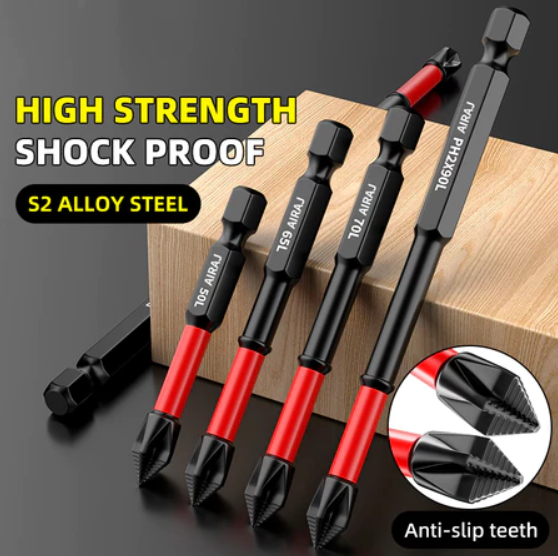 4pc Strong Torque Tungsten Steel Magnetic Anti-slip Screwdriver Bit Set 50/70/90/150mm