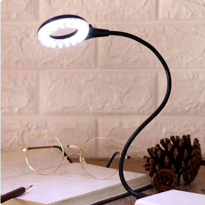 USB Gadgets Ring LED Light USB Table Desk Lamp 5V Bright Bulb Flexible Gooseneck Adjustable Angle Reading Camping Laptop Desktop