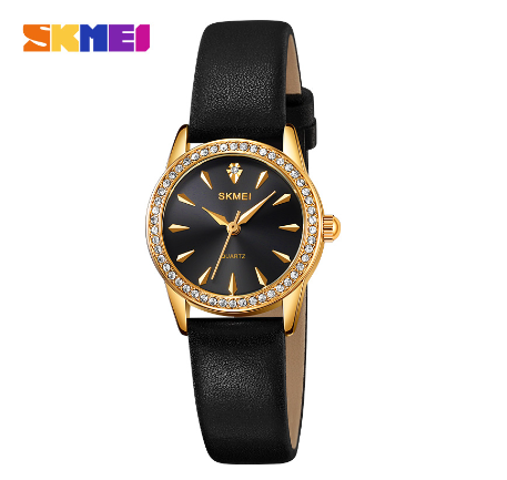 Skmei 2086 Watch for Women Fashion Elegant Girls Quartz Watch Waterproof Watch Fine Strap GOLD BLACK