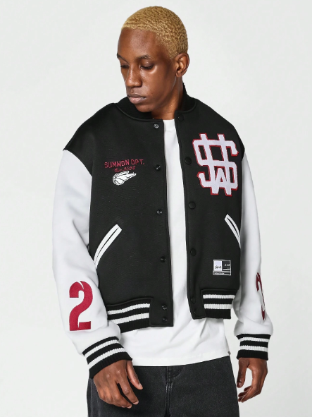 SUMWON Badged Jersey Varsity Jacket