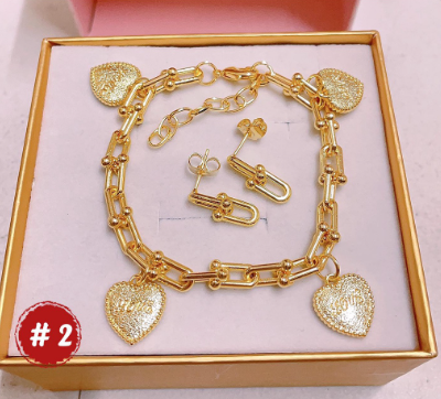 18k Bangkok gold 2in1 earrings bracelet