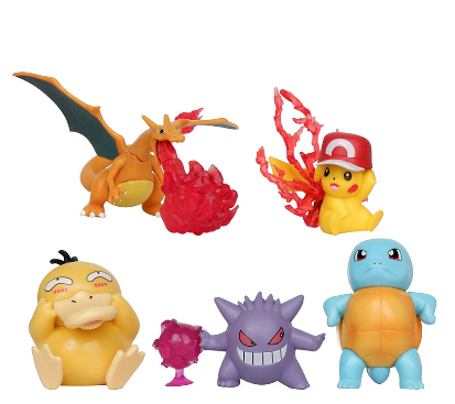 5Pcs/Set 4-7cm Pokemon Anime Figure Pikachu Charizard Psyduck Gengar Squirtle Pocket Monster Q Version PVC Action Figures Model