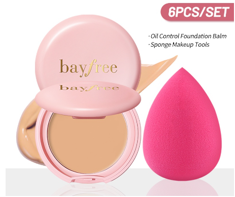 Bayfree 4 Color Matte Full Coverage Hydrating Concealer Cream Oil Control Foundation Balm + Sponge Makeup Tools
