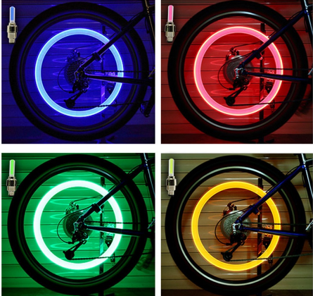 2PCS Bike Neon Light Valve Decoration Light Bicycle Tire LED Light Safety Warning Spoke Light Flash