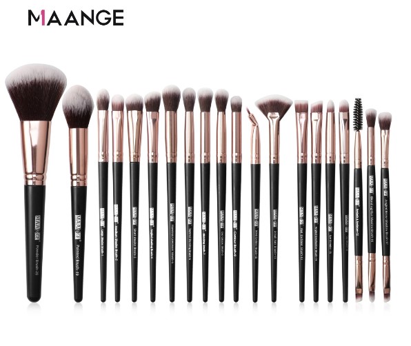 Maange Makeup Brush Set for powder blush eyeshadow brush set 20 Pcs Black Gold