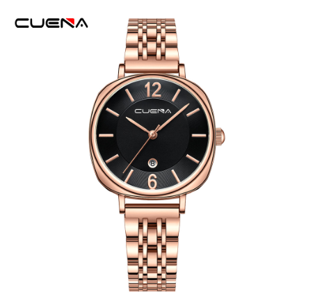 New CUENA Original Women Watches Fashion Brand Casual Business Stainless Steel Waterproof Quartz Analog 6055 W05