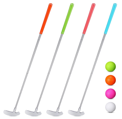4 Set Golf putters for Men Women Mini Two Way Golf Putter with 4 Practice Golf Balls Kids Putter for Right Left Handed Golfers Detachable Golf Grip Golf Clubs Set for Junior Adult