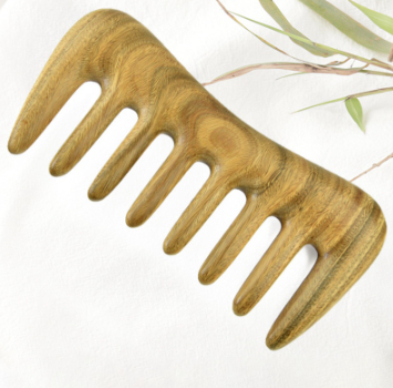 Wide Tooth Hair Comb - Natural Wood Comb for Curly Hair - No Static Sandalwood Hair Pick Wooden Comb for Detangling