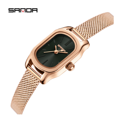 Sanda Ladies Business Temperament Watch Girl Casual Charm Watch Cool Waterproof Tall Fashion Watch Fashion Pioneer Quartz Watch MESH STRAP GREEN
