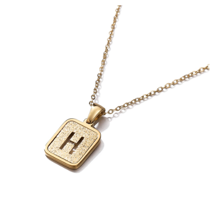 St. Kunkka 316L Stainless Steel Hollow A-Z Letter Pendant Necklace for Gift and Birthday Gift  H