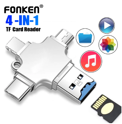 Fonken 4 IN 1 OTG Type C Micro USB 3.0 TF Card Reader Memory Card Reader for iphone Xiaomi Samsung Flash Adaptador Connector