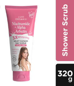 LUXE ORGANIX Niacinamide + Alpha Arbutin Velvet Shower Salt Scrub 320G