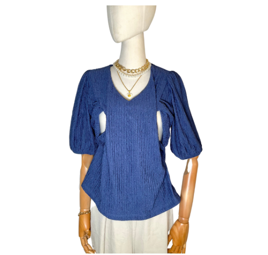 Nursing Blouse Puff Sleeve Plain Bark Nursing Top Breastfeeding Blouse Nursing wear Baptismal Outfit NB12