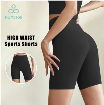 Fuyogi Cycling Shorts Women Yoga Anti-glare Running Sports Activewear High Waist Elastic Summer Pants
