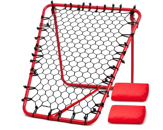 Basketball Rebounder Net Adjustable Basketball Training Equipment Portable Rebound Screen with 2 Sandbags Soccer Volleyball Baseball Bounce Back Net for Passing Shooting Practice Training,Red
