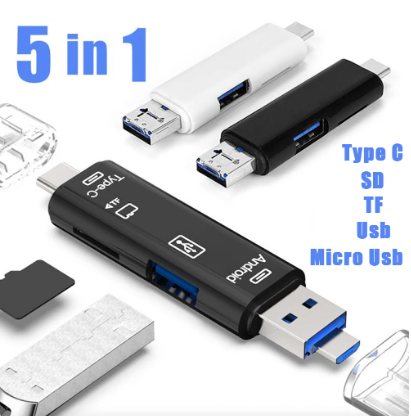 5 in 1 Multifunction Usb 2.0 Type C/Usb /Micro Usb/Tf/SD Memory Card Reader OTG Card Reader Adapter Mobile Phone Accessories