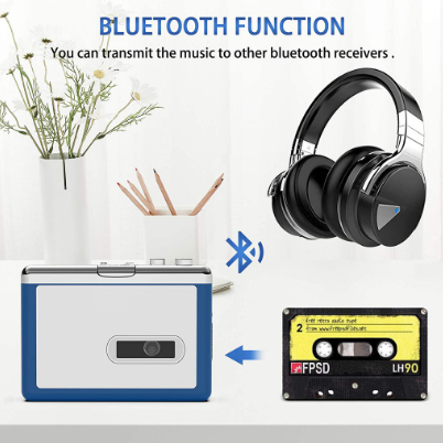 Y&H Portable Bluetooth Cassette Player, Transmit Retro Tape Music to Bluetooth Earphone or Speaker, Personal Walkman with Earphones ezcap215
