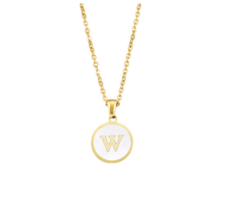 A-Z English alphabet Necklace Simple Alloy Letter Necklace Round Pendant Pendant Chain W