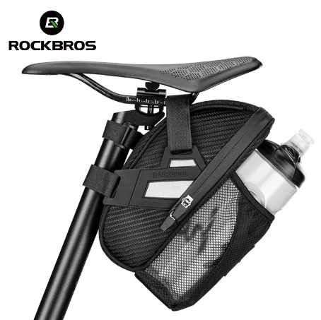 Rockbros Saddle Bag Double Zipper Reflective Large Capacity Water Tail Bottle Pocket Bicycle Mtb Road Bike Accessories