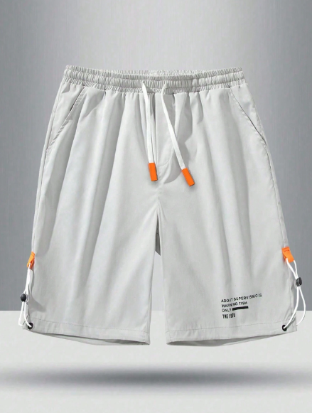 Men's Summer Outdoor Casual-Fit Casual Fashionable Breathable Thin Ice Silk Quick-Dry Solid Color Shorts