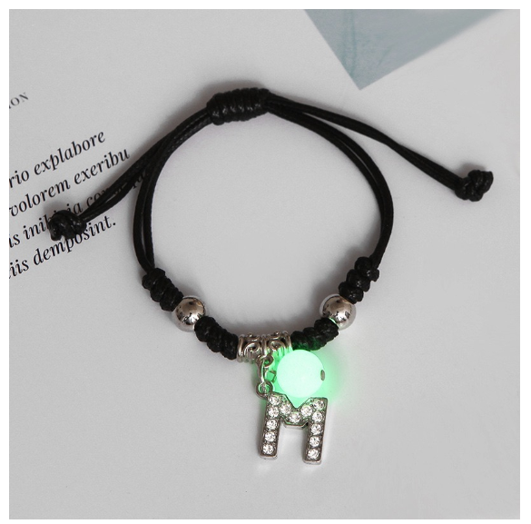26 Letters Glow in the Dark Alphabet Initials Beaded Luminous Bracelet Women Men Birthday Gifts M