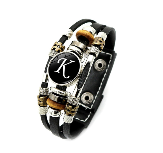 Fashion 26 Letter Leather Bracelets Multilayer A-Z Name Initials Bracelet For Men Women Wrist Accessories Jewelry Birthday Gifts K