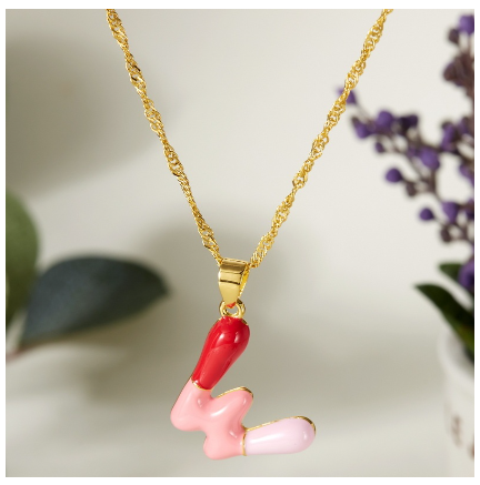 Dropping Oil 26 English Letter Pendant Necklace Fashion Colorful Letter Necklace Men's and Women's Jewelry