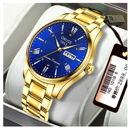 ORUSS Luxury Gold Watch for men Waterproof Dual Calendar Automatic Watch men Original Stainless Steel Fashion Men Watch Relo M9
