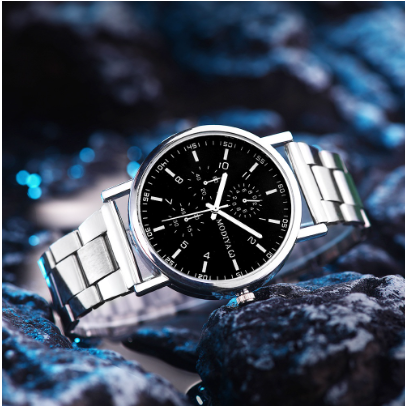 Men Casual Quartz Watch with Stainless Steel Strap