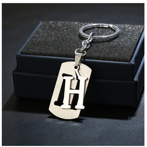 Stainless Steel 26 Letters Keychain Women Men Backpack Purse Charms Metal A To Z Alphabet Pendant With Key Holder For Couple H