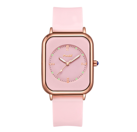 POSHI New Women Watch fashion Elegant square women's waterproof quartz watch Ladies Casual Wrist Watch PINK