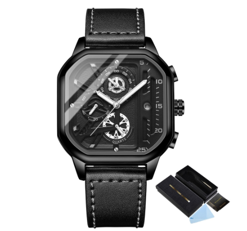 Binbond Original Luxury Square Men's Watch Student Fashion Light Luxury Non-Mechanical Quartz Stainless Steel Watch M4