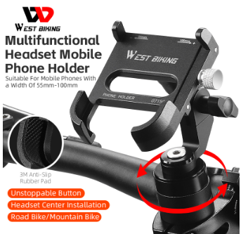 West Biking Multi Functional Bicycle Bowl Set Mobile Phone Holder Aluminum Alloy Rotatable Mountain Bike