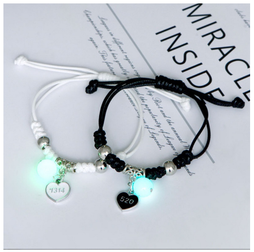 2Pcs Glow in the Dark Luminous Bracelet For Women Adjustable Fashion Women Men Couple Bracelet Best Friends Bracelets B28