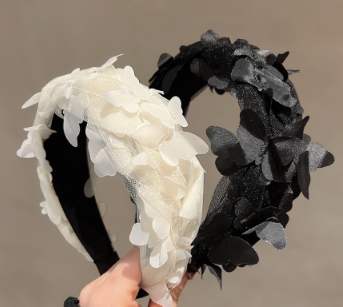 Korean Mesh Lace Butterfly Headband Girls Sweet Wide Hair Band Hair Accessories