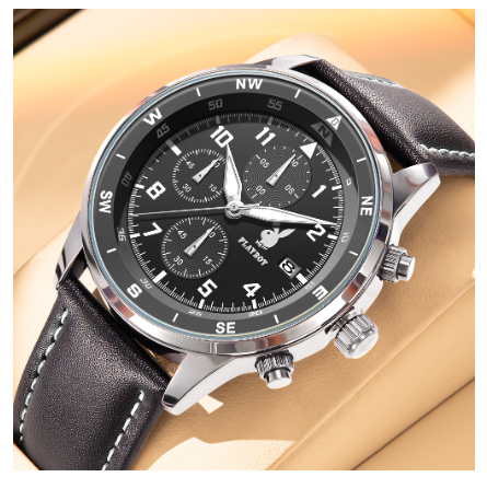 Playboy Watch For Men Waterproof Luminous Leather Strap with Chronograph Calendar Men's Watch