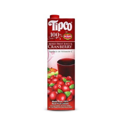 Tipco 100% Mixed Fruit Juice & Cranberry All Natural Source of Vitamin C  Tetra 1L