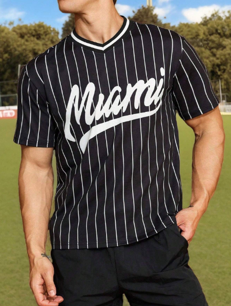 Manfinity Homme Men Plus Size Letter Print Short Sleeve T-Shirt