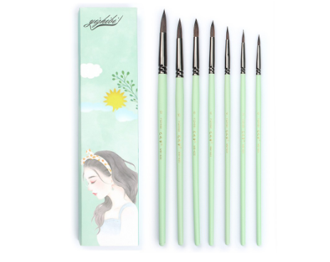 SeamiArt 3-7 Pcs. Mixture Animal Hair Painting Brush Set For Gouache Watercolor Oil Acrylic 4 Color Options