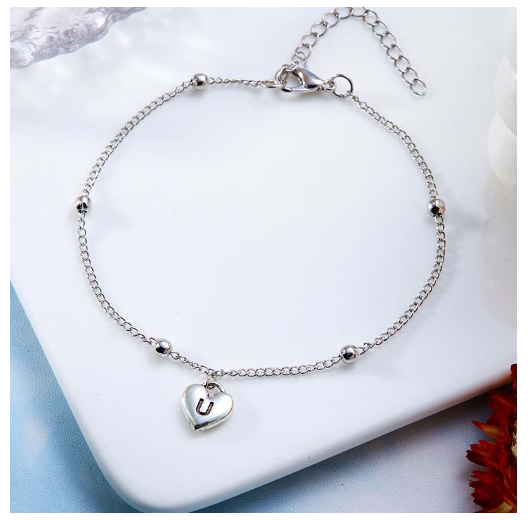 Fashion Silver Plated 26 Letters Initials Alphabet Bracelet Adjustable Bangle Women Jewelry Mother's Day Gift U