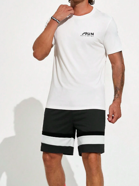 Men Casual Short-Sleeved T-Shirt And Sports Shorts For Spring And Summer