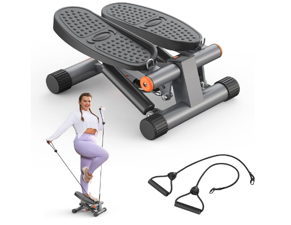 Niceday Steppers for Exercise, Stair Stepper with Resistance Bands, Mini Stepper with 300LBS Loading Capacity, Hydraulic Fitness Stepper with LCD Monitor