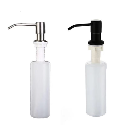RCG Kitchen Faucet Sink Stainless Steel Black And Silver Soap Dispenser Liquid Lotion Bottle