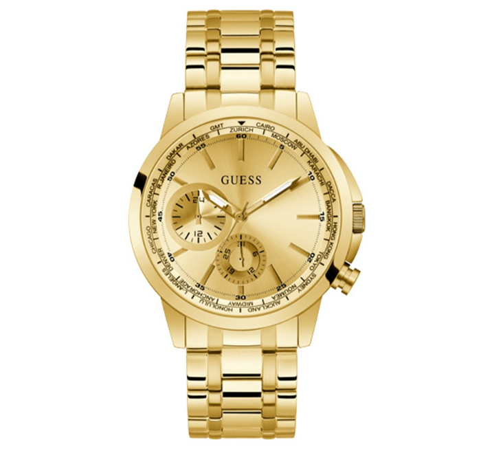 Guess Sport Gold Stainless Steel Analog Quartz Watch For Men GW0490G2