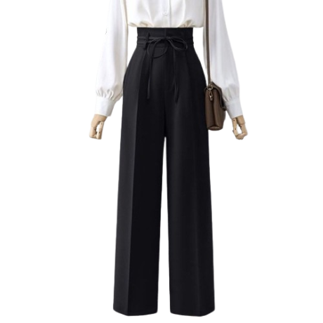 Lovito Women Lace Up Pants LNE31118 (Black)