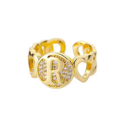 Initial Letter Open Rings For Women Aesthetic Love Heart Wedding Rings Stainless Steel Jewelry Gifts R