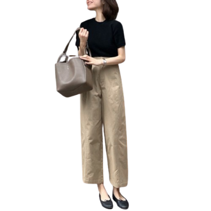 Lovito Women Pocket Pants LNE31119 (Khaki/Off White)