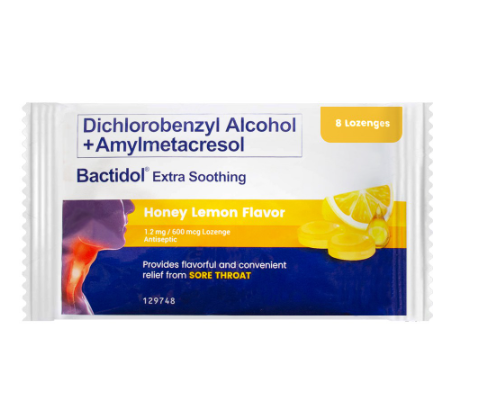 Bactidol Extra Soothing Honey Lemon Lozenge 8pcs for On-The-Go, Sore Throat, Itchy Throat