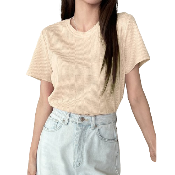 Lovito Women Casual Plain Basic T-Shirt L70AD018 (Apricot/Pink)