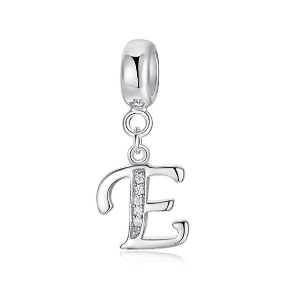 Pandora Letter Charm 925 Silver 26 Letters Diamond Charms Bracelet Pendant E